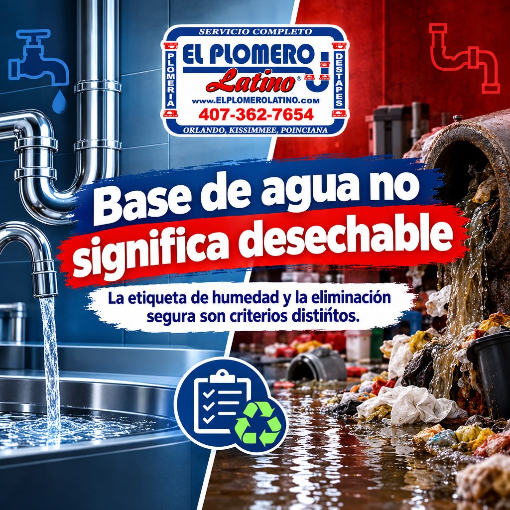Comparación visual entre toallita a base de agua y toallita apta para desechar por el inodoro