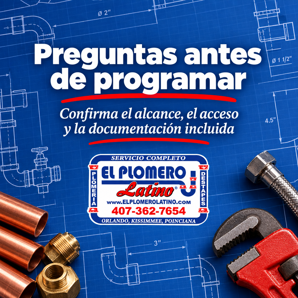 Gráfico con preguntas clave antes de programar una inspección de tuberías