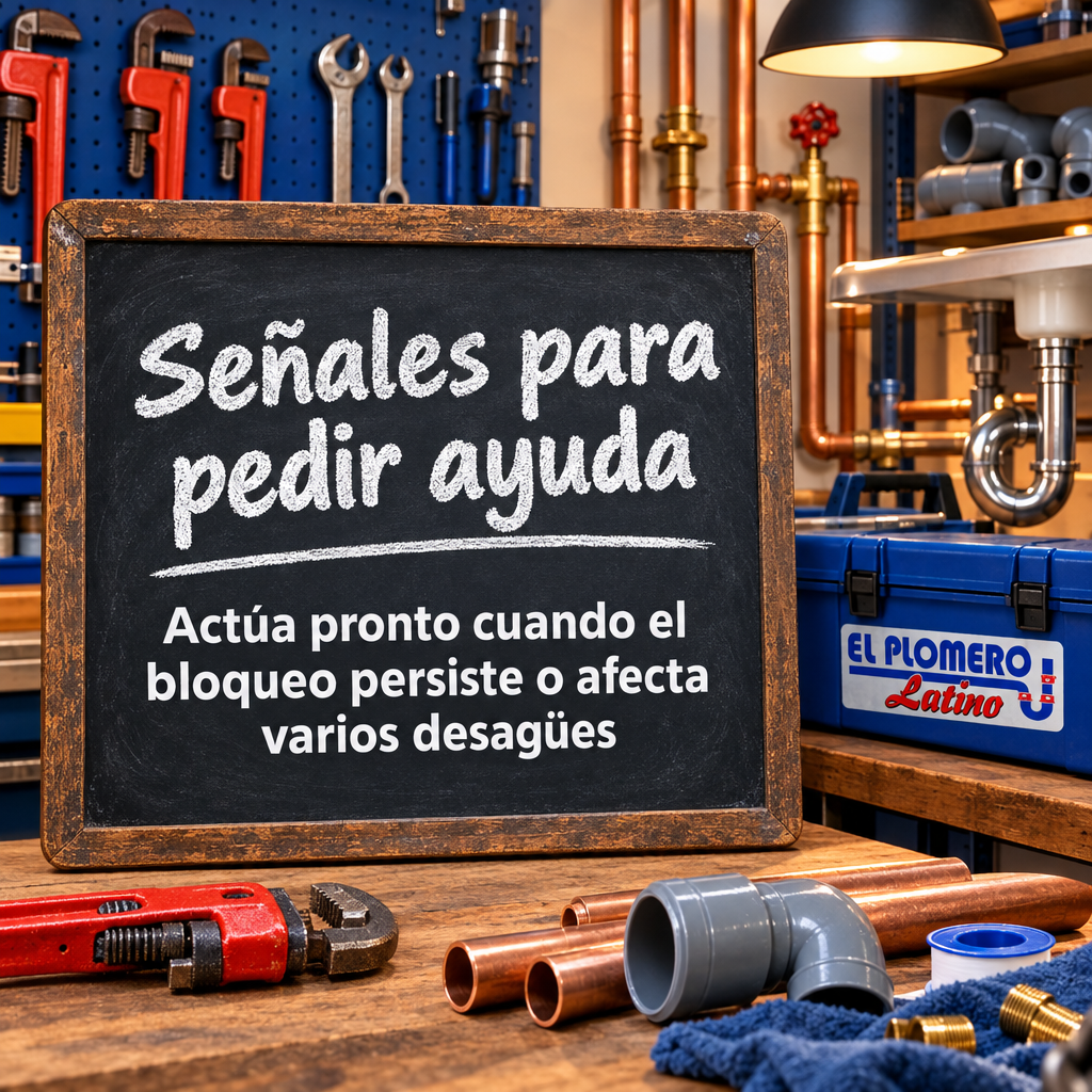 Gráfico con señales de alerta para solicitar asistencia profesional en drenajes