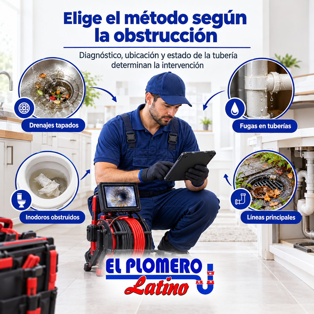 Infografía que relaciona síntomas de obstrucción con métodos seguros de limpieza